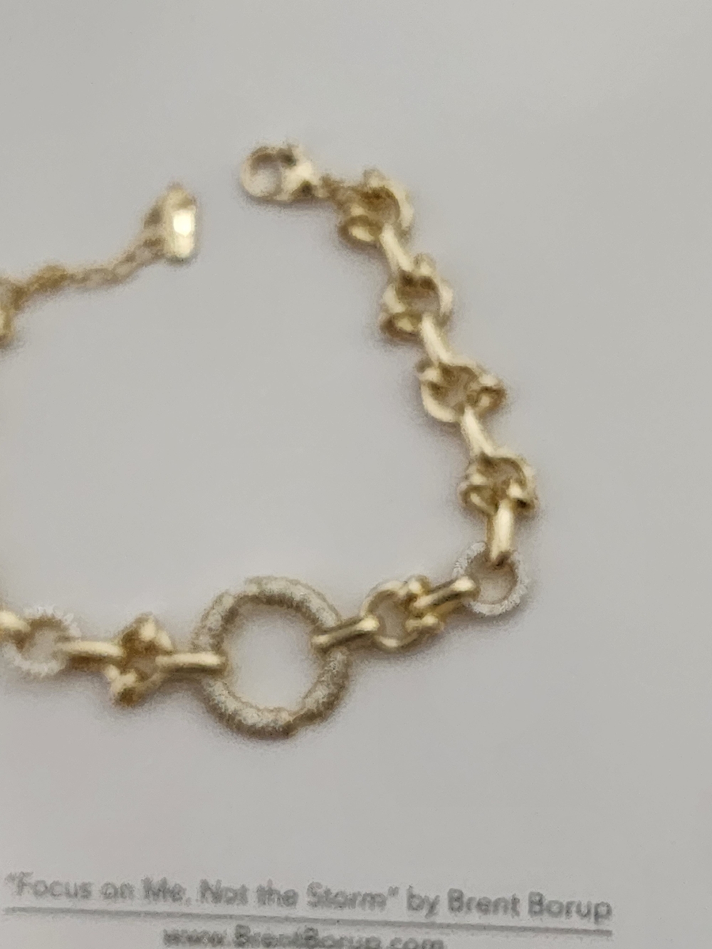 Unisex, 14k Gold Plated Gold Pavé Circle Link Bracelet - Picture 2 of 3